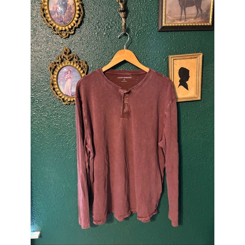 Lucky Brand Washed Red Long Sleeve Sz XL Mens